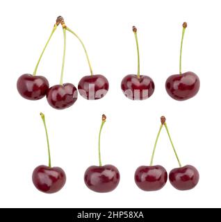 sour cherry path isolated on white Stock Photo