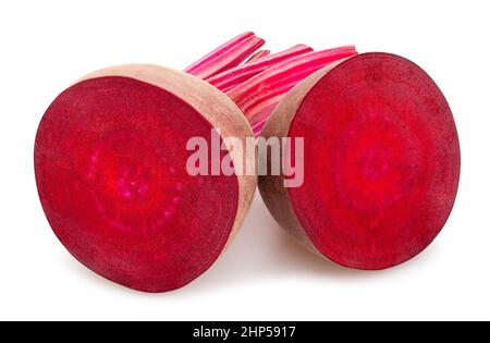sliced beetroot path isolated on white Stock Photo