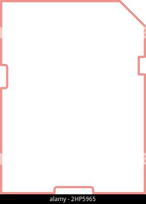 Neon memory card red color vector illustration flat style image Stock Vector