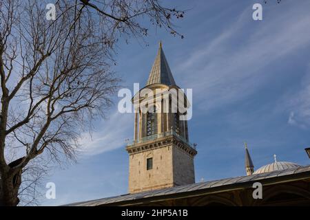 Topkapi Palace. The Tower of Justice or Adalet Kulesi in Topkapi Palace. Landmarks of Istanbul. Travel to Turkey background photo. Stock Photo
