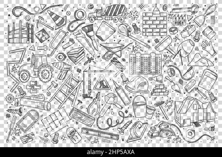 Buliding doodle set Stock Vector