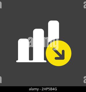 Decrease vector icon isolated on the white Stock Vector