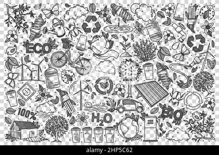 Ecology doodle set Stock Vector