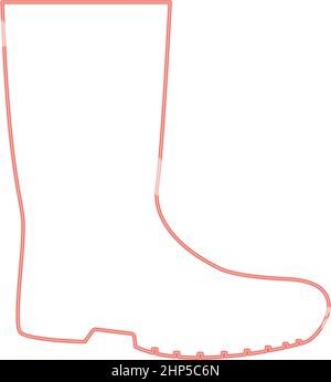 Neon rubber boots red color vector illustration flat style image Stock Vector