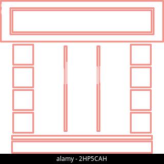 Neon shopfront red color vector illustration flat style image Stock Vector