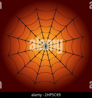 Spider web and dark orange gradient background Stock Vector