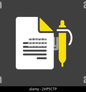 Contract document with pencil vector flat icon Stock Vector