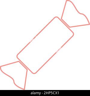 Neon candy red color vector illustration flat style image Stock Vector