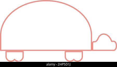 Neon turtle red color vector illustration flat style image Stock Vector