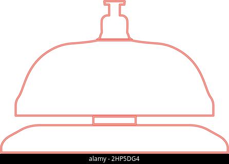 Neon reception bell red color vector illustration flat style image Stock Vector