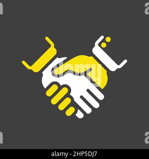 Business handshake or contract agreement flat icon Stock Vector
