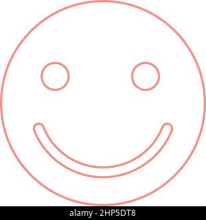 Neon smile red color vector illustration flat style image Stock Vector