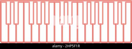 Neon piano keys red color vector illustration flat style image Stock Vector