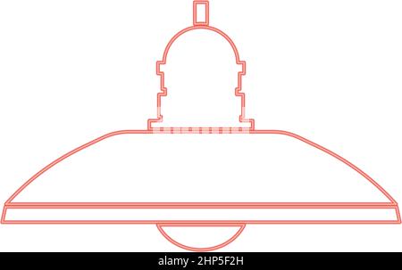 Neon retro household lamp and floor lamp red color vector illustration flat style image Stock Vector