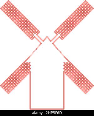 Neon mill red color vector illustration flat style image Stock Vector