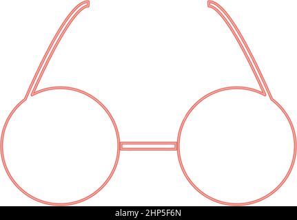 Neon glasses red color vector illustration flat style image Stock Vector