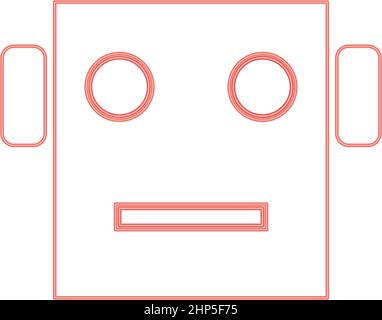 Neon robot head red color vector illustration flat style image Stock Vector