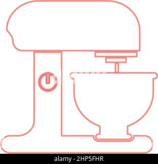 Neon food processor red color vector illustration flat style image Stock Vector