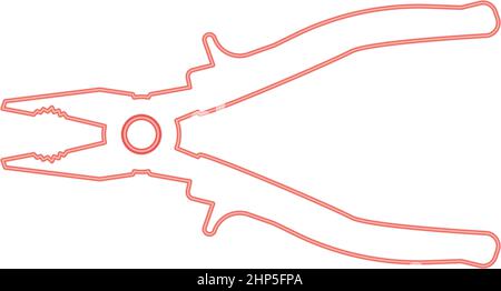 Neon pliers red color vector illustration flat style image Stock Vector
