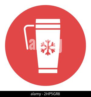 Travel thermo cup vector icon. Winter sign Stock Vector