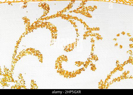 golden sequins leaf flower abstract on white background Stock Photo