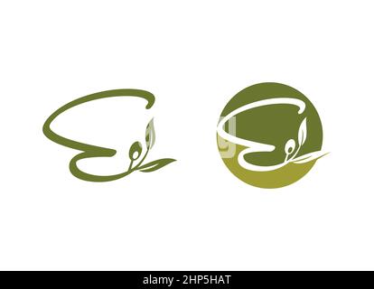 OIive Monogram Initial Logo Stock Vector
