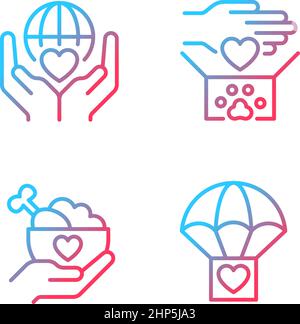 Helping others gradient linear vector icons set Stock Vector