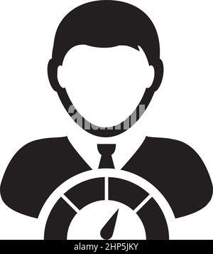 Social score icon score meter vector male user person profile avatar symbol for in a glyph pictogram illustration Stock Vector