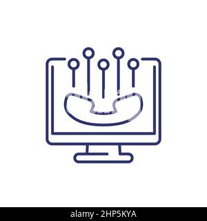 Voip phone call line icon Stock Vector