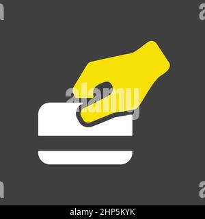 Hand swipe credit card during purchase icon Stock Vector