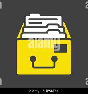 Filing Cabinet vector icon isolated on the white Stock Vector
