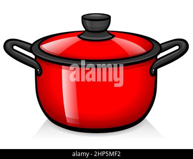 cooker pot cartoon red illustration Stock Vector