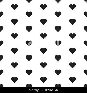Heart shape pattern vector seamless doodle black and white abstract background illustration for digital and print materials Stock Vector