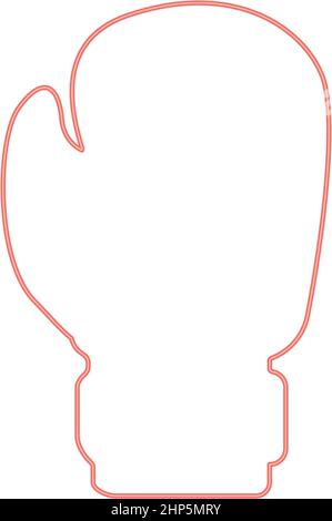Neon boxing glove red color vector illustration flat style image Stock Vector