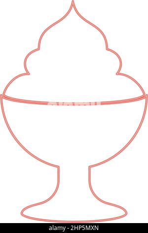 Neon ice cream red color vector illustration flat style image Stock Vector