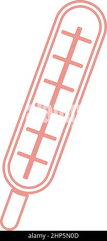 Neon medical thermometer red color vector illustration flat style image Stock Vector