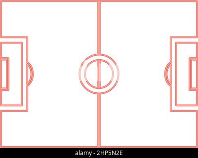 Neon soccer field red color vector illustration flat style image Stock Vector