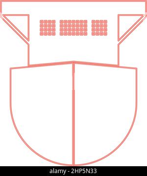 Neon seagoing cargo ship red color vector illustration flat style image Stock Vector