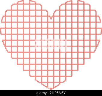 Neon heart with square red color vector illustration flat style image Stock Vector