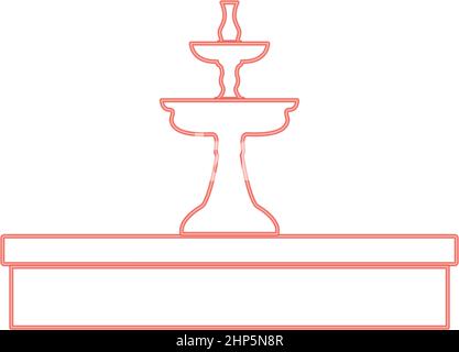 Neon fountain red color vector illustration flat style image Stock Vector