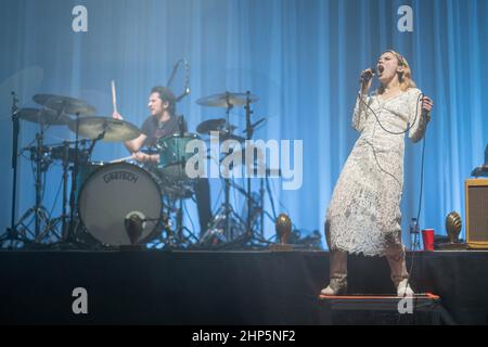 London, UK. February 18th, 2022. Wolf Alice performing live on stage at Hammersmith EventIm in London. Photo: Richard Gray/Alamy Stock Photo