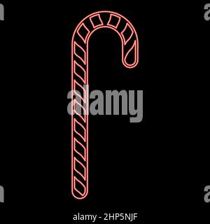 Neon candy cane red color vector illustration flat style image Stock Vector