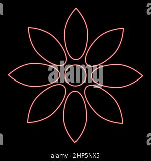 Neon flower red color vector illustration flat style image Stock Vector