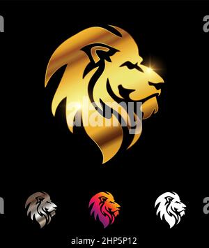 Golden Lion Head Logo Vector Sign Stock Vector
