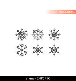Snowflake line vector icon set Stock Vector