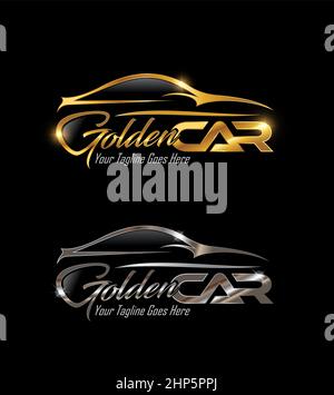 Gold and Silver Car Vector Sign Stock Vector