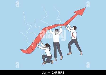 Diverse employee team show teamwork during company crisis Stock Vector