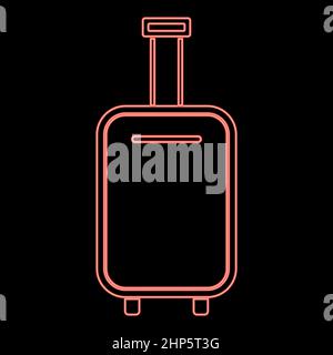Neon luggage bag red color vector illustration flat style image Stock Vector