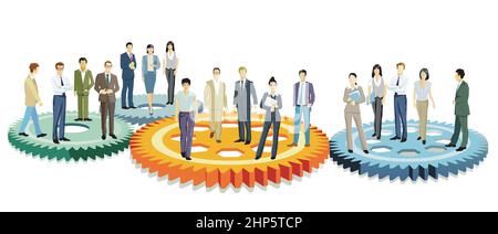 Business team working together - concept illustration Stock Vector