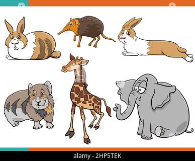 cartoon cute animals comic characters set Stock Vector